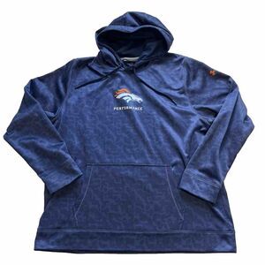 Under Armour Denver Broncos Hoodie Combine Authentic NFL Men Loose Fit Size 2XL